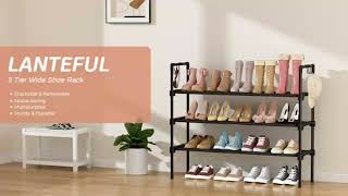 B0DG217MLL - 3 Tier Shoe Rack, Shoe Organizer with 5 Hook, Shoe Shelf Storage for Sneaker and Boot
