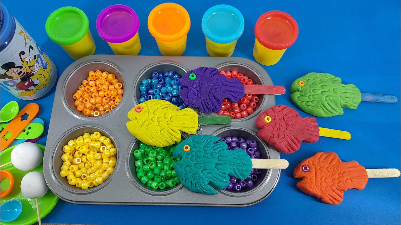 Satisfying Video How To Make Rainbow PlayDoh Fish IceCream Candy