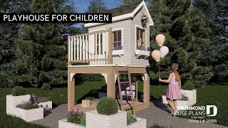 Free playhouse plan with sandbox by Drummond House Plans