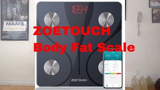ZOETOUCH Body Fat Scale iOS & Android App, Smart BMI Scale Digital Wireless Bathroom Weight Scale,