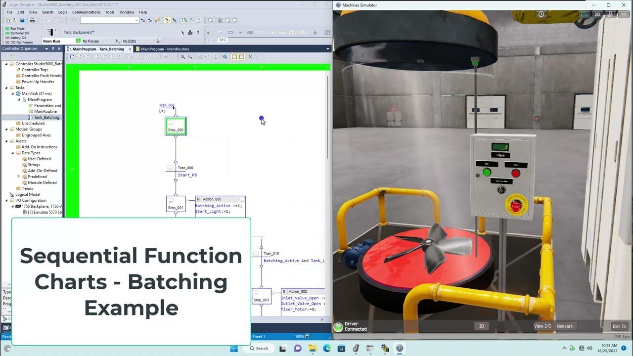 Allen Bradley PLC Sequential Function Chart Batching Example - YouTube