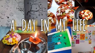 A day in my life🍓🍄: wall paintings🎨🖌+ baking🍕 +painting🌻✨#vlog 🇱🇰 | eng sub #studytableorganization