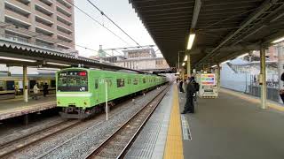 JR大阪ひがし線201系ND610普通新大阪行き到着シーン@放出