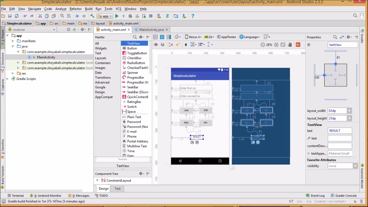 Simple calculator app in android studio - YouTube