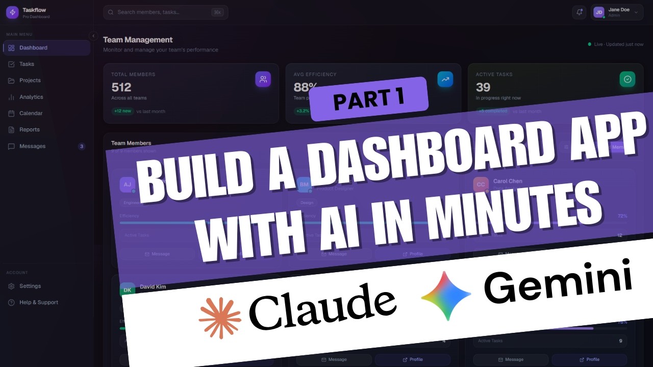 Build a Dashboard App with AI in Minutes | Claude Code + Gemini - YouTube