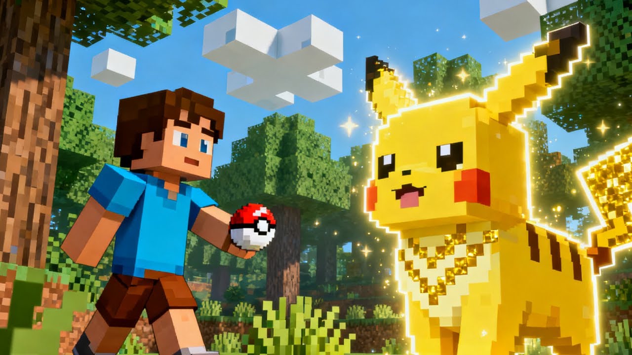 我的世界宝可梦：新手 trainer 遇稀有精灵！玩宝可梦看我主页置顶视频，解锁捕捉名场面 #我的世界 #minecraft #mc# 火萤游戏解说