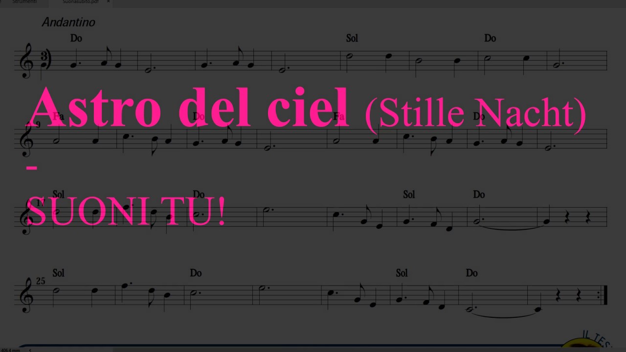 Astro Del Ciel Testo Italiano Astro del ciel (Stille Nacht) - SUONI TU! (Base suonasubito) - YouTube