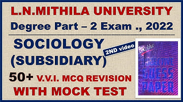 Lnmu Ba Part 2 Sociology Subsidiary Vvi Objective Questions Exam 2022|part 2 sociology subsidiary