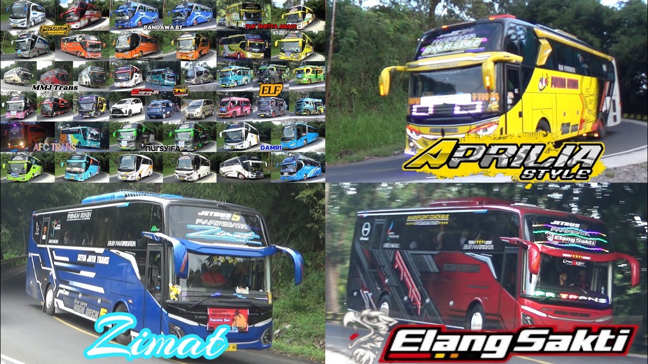 Mobil Bus Telolet Aprilia Style, Elang Sakti, Zimat, Elegante, Eleganza, White Ranger, Bunga Trotoar