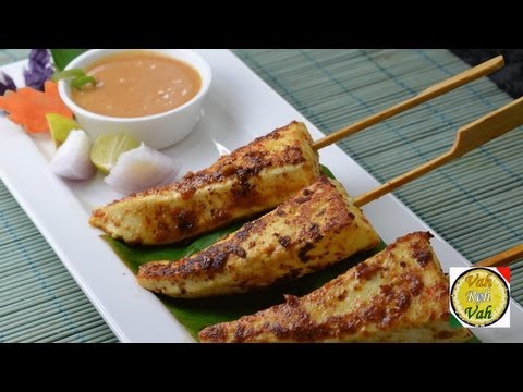 Paneer Satay with Peanut Sauce - By Vahchef @ vahrehvah.com