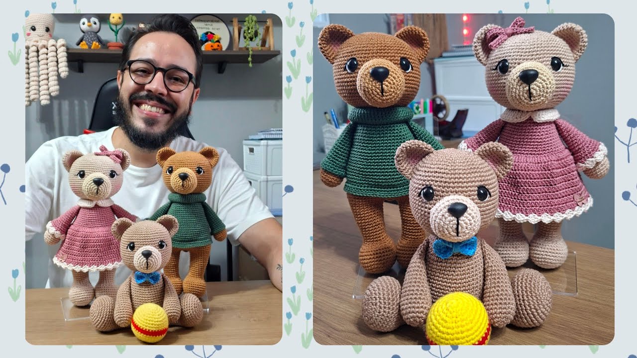 Apresentando A Coleção Família De Ursos Do Ti - Ursos Amigurumi - Tiago Amigurumi