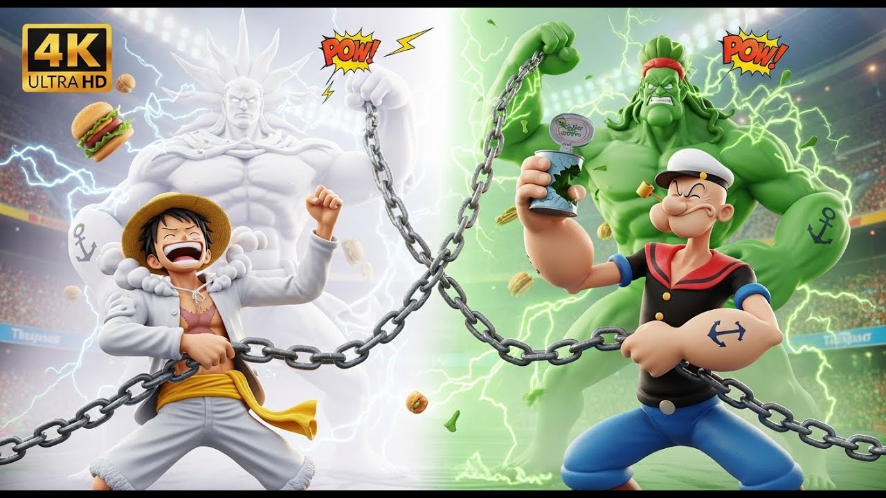 LUFFY vs POPEYE: Gear 5 Unlocks Spinach God! ⚔ The Toon Force War