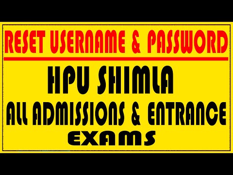 How to Reset Username and Password in HPU | Admission & Entrance Exams