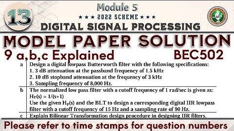 13.Digital Signal Processing (DSP) Q9 a,b,c Model Paper Solution 5th Sem ECE 2022 Scheme VTU BEC502