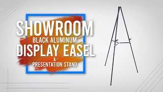 U.S. Art Supply - Showroom Black Aluminum Display Easel & Presentation Stand