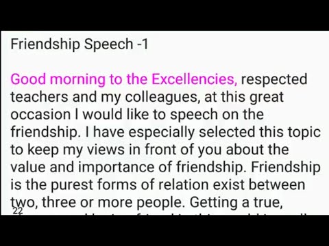 speech in english about friendship