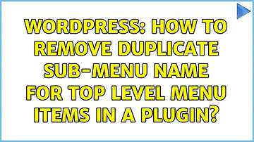 Wordpress: How to remove duplicate sub-menu name for top level menu items in a plugin?