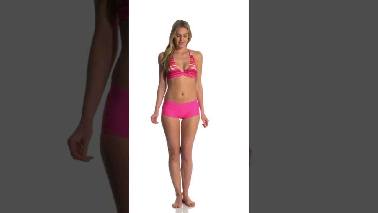 Reebok Fitness Claire Stripe Reversible Halter Top | SwimOutlet.com