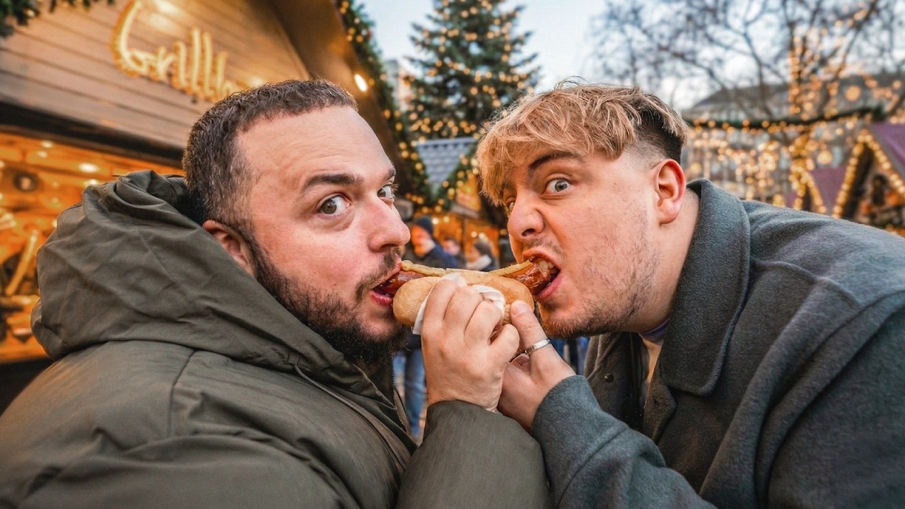 Wir essen ALLES auf dem WEIHNACHTSMARKT (Mit Kroko)🎄
