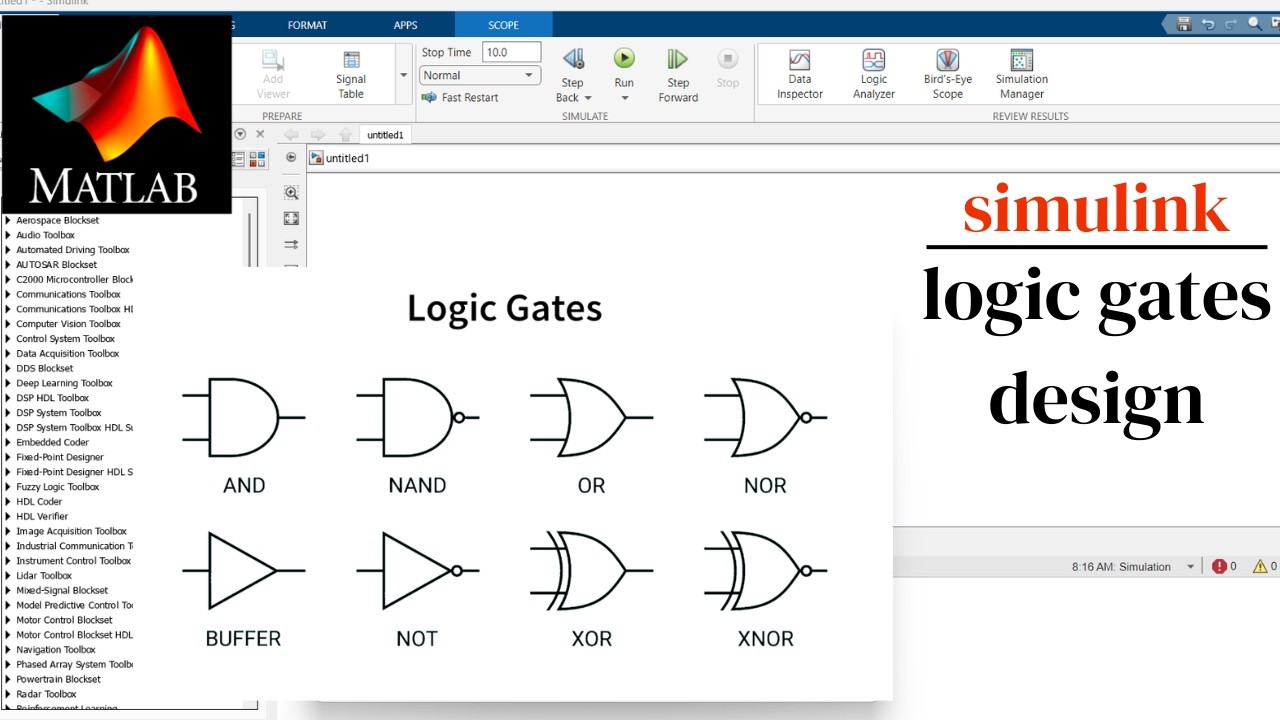 Logic Gates in MATLAB Simulink - Beginners Tutorial - YouTube