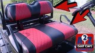 How To Install Golf Cart Diamond Stitched Staple On Seat Covers | EZGO CLUB CAR YAMAHA |  BEST DEAL