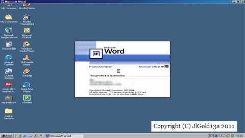 Microsoft Office XP running on Windows 98 Second Edition