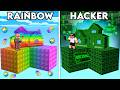 Hacker vs Rainbow Skyblock Battle in Minecraft..