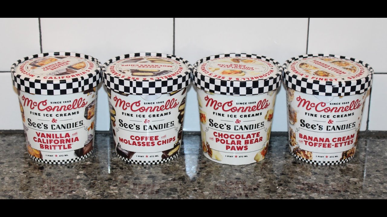 McConnell’s Ice Cream & See’s Candies California Brittle,Coffee Molasses,Polar Bear Paws,Toffee-ette