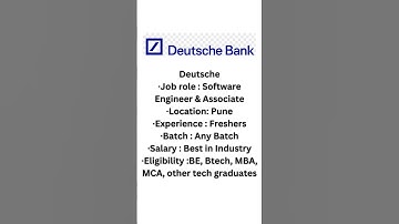 Deutsche bank software engineer | OFF CAMPUS  | Top companies hiring