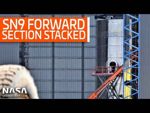 SpaceX Boca Chica - SN9 Forward Section Stacked - SN8 Waits for Lift