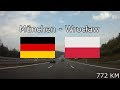 München (Germany) - Wrocław (Poland), 772 km (x16)