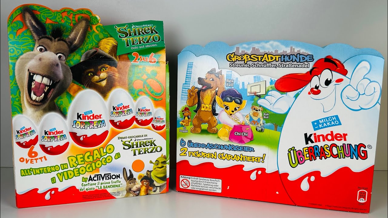Shrek Dogs Old Kinder Surprise Unboxing SHREK,DOGS.Распаковка Старых Киндеров ШРЕК ...