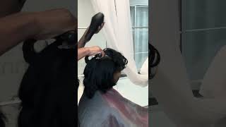 Relaxer touch up after 3 months with roller set.