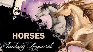【CHEVAUX - HORSES 】 Time-Lapse, speedpainting watercolors screenshot 5
