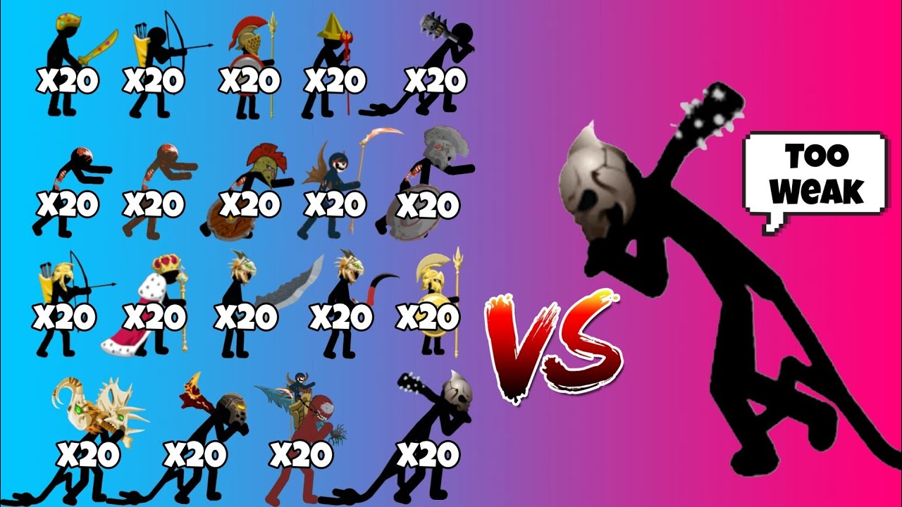 All stick figures from weakest to strongest vs insane super final boss - stick war legacy