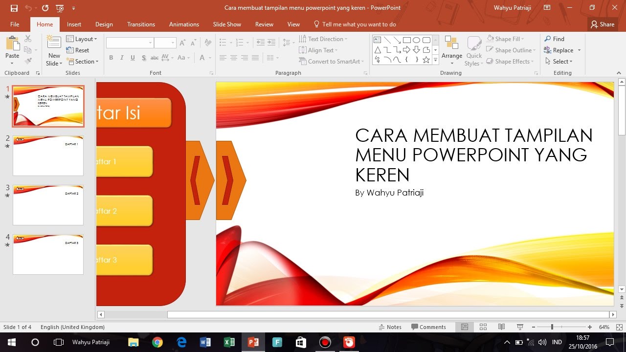 Cara membuat animasi  menu pada powerpoint  keren YouTube