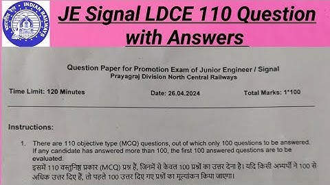26/04/2024 LDCE JE Signal 110 Question  With Answers || PYQ || S&T || Departmental Exam Preparation