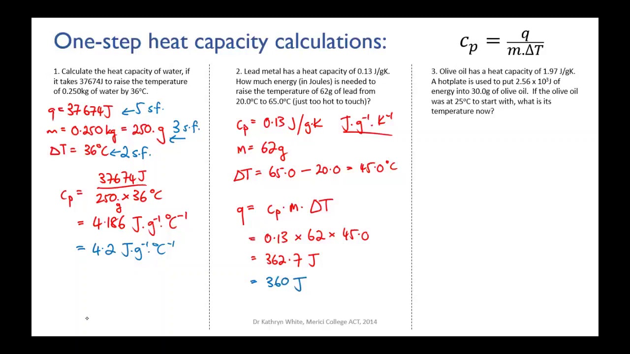 ⁣One-step heat capacity calculations | Reactions | meriSTEM
