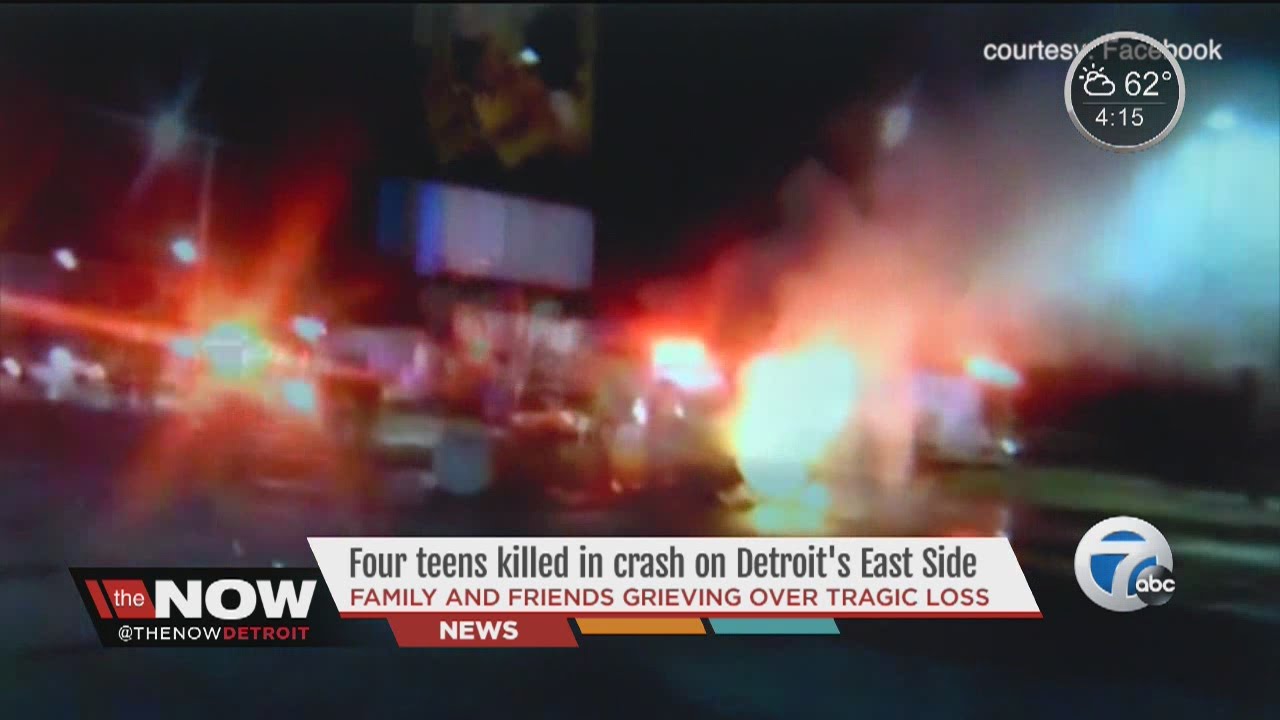 Four Detroit teens killed in fiery crash - YouTube