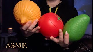 ASMR - Plastic Food Tapping and Scratching 🍅🥑🧅 (No Talking)