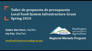 Taller de propuesta de presupuesto: subvención para infraestructura del sistema alimentario local