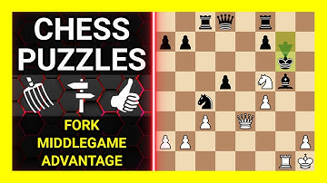 Chess Puzzles to Practice. Themes: Fork, Middlegame, Advantage. Learn Chess
