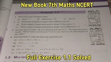 Chapter 1 Ex-1.1 Integers || Class 7 Maths New Book