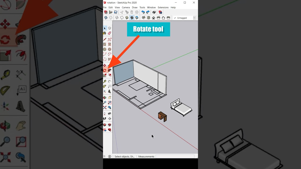 Как использовать инструмент «Поворот» в SketchUp 
