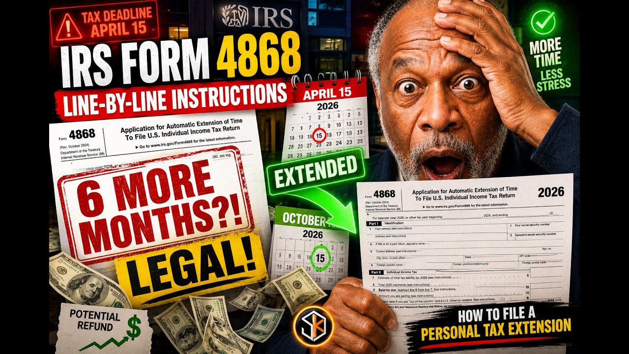 IRS Form 4868 Line-by-Line Instructions 2023: How to File a Personal Tax  Extension 🔶 TAXES S2•E63 - YouTube