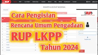 Cara Pengisian Rencana Umum Pengadaan (RUP) Melalui Aplikasi Sirup LKPP Tahun 2024