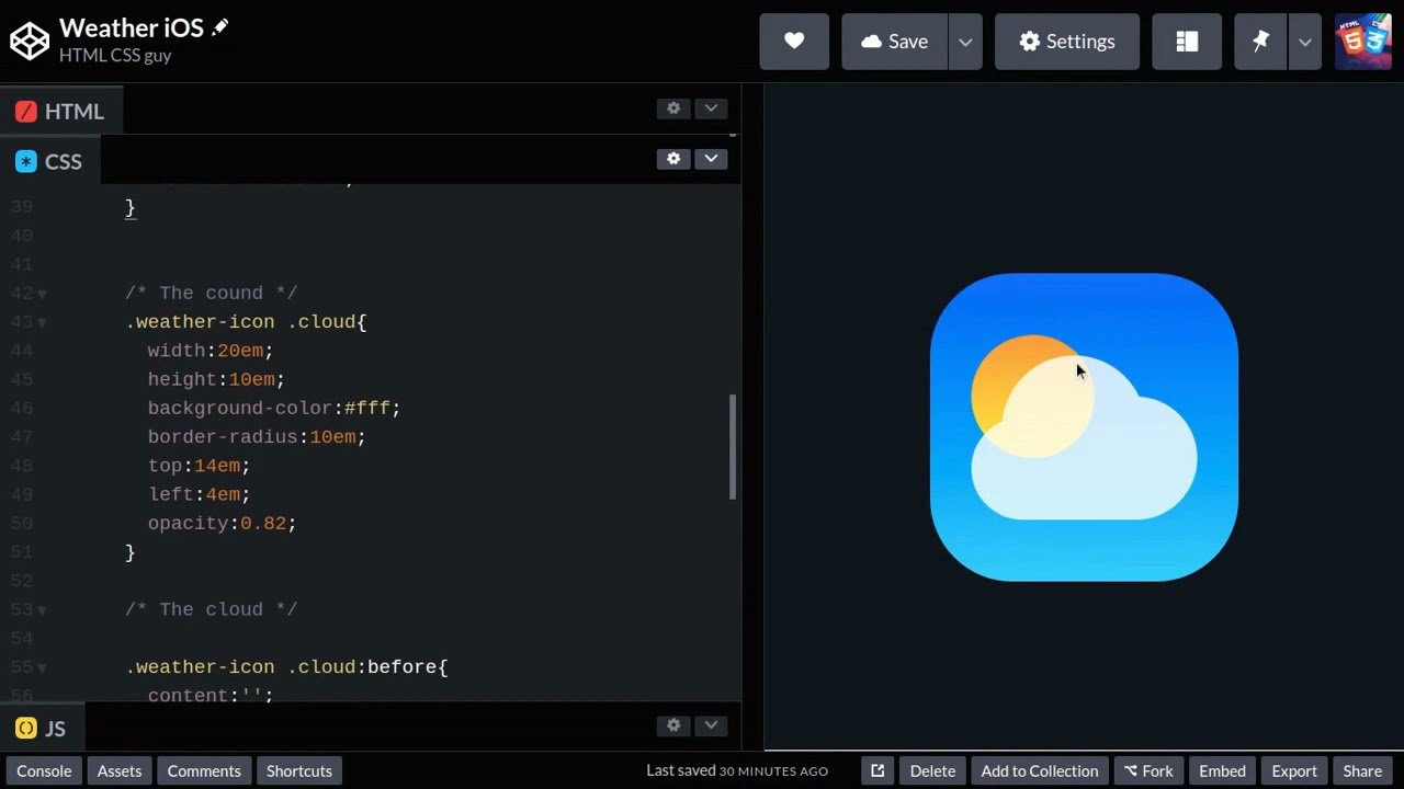 How to create an iOS style Weather app icon using just HTML & CSS - For beginners and intermediate