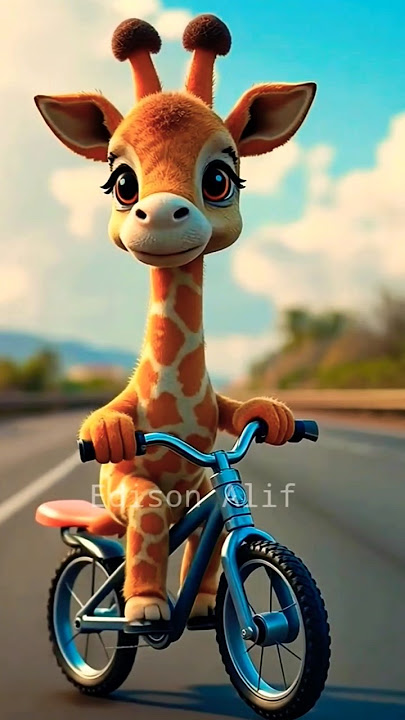 🟢 Anak Jerapah naik Sepeda//Jerapah Lucu #shorts 82