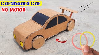 Best and Easy Cardboard car rubberband powered , No motor car making ,Easy homemade gear car working
