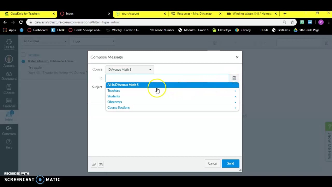 Message Canvas How to Send a Message in Canvas - YouTube